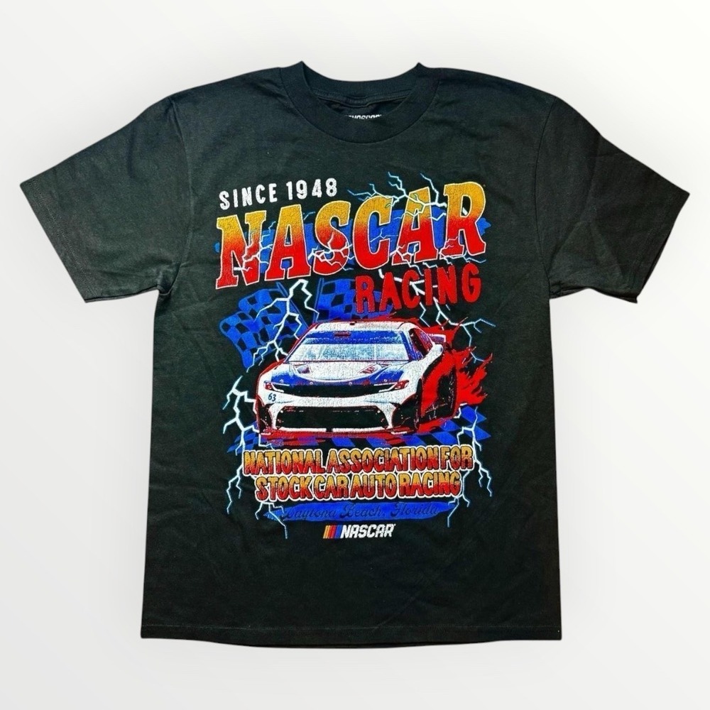 NASCAR Racing Graphic T-Shirt Mens Small Black Stock Car Since 1948 Mad Engine